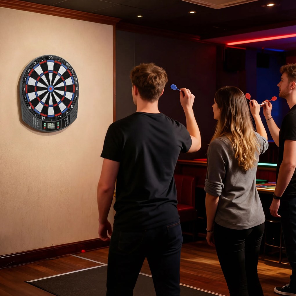 SPORTNOW Țintă Electronică pentru Darts, 6 Săgeți și Display LCD, pentru 8 Jucători, 18 Jocuri și 159 de Variante | Aosom Romania