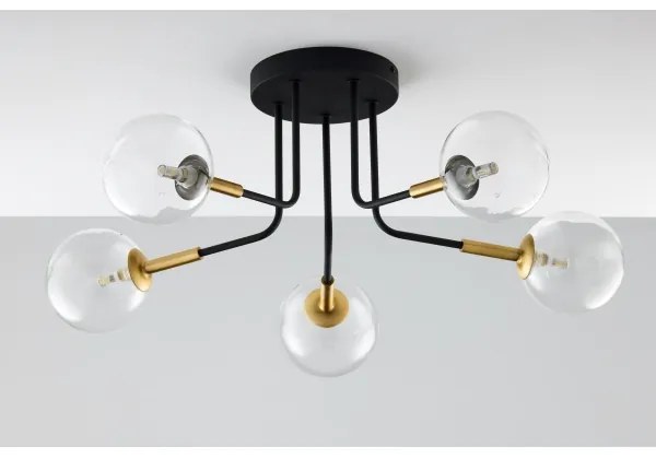 Lustră pe tijă Jupiter 2040 BURANO 5xG9/10W/230V negru/auriu/transparent