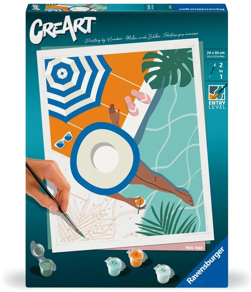 CREART PICTURA PE NUMERE PENTRU ADULTI MOMENTE DE RELAXARE LA PISCINA - RAVENSBURGER (RVSPBN25523)