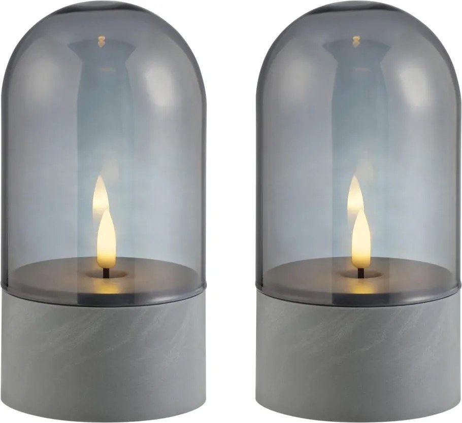 Brilliant - Set 2x lumânări LED ILLUSION LED/2xAA IP44 gri / negru fumuriu