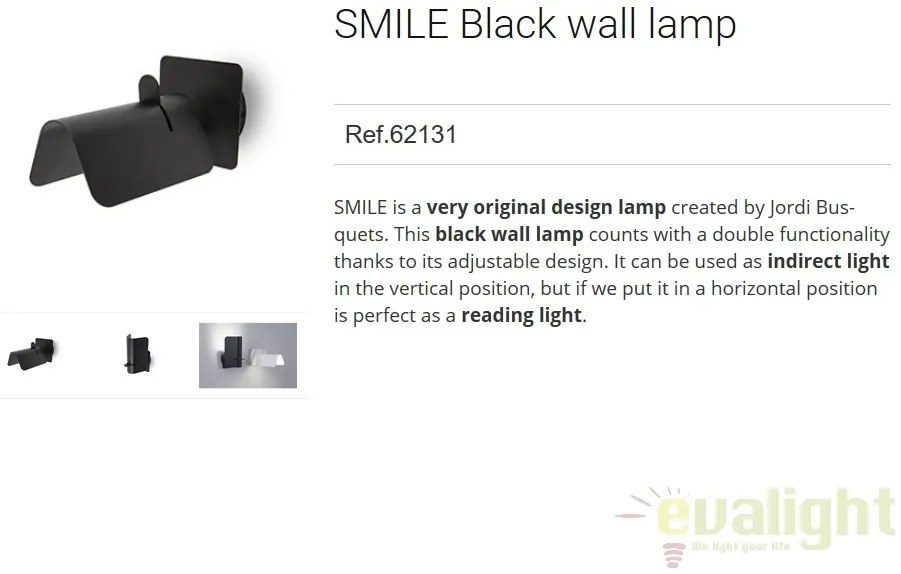 Aplica design modern original SMILE neagra 62131