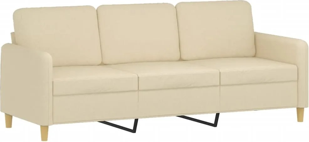 vidaXL Canapea cu 3 locuri, crem, 180 cm, material textil