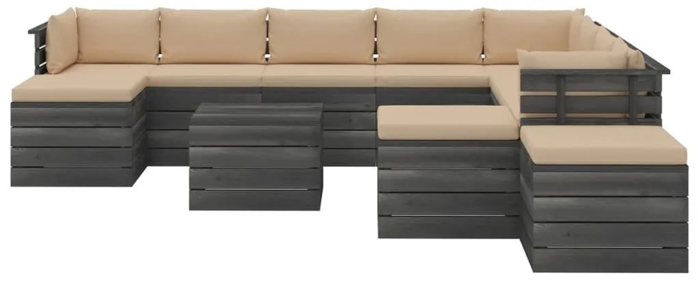 Set mobilier gradina din paleti cu perne, 12 piese, lemn de pin