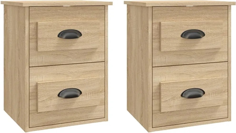 vidaXL Noptiere de perete, 2 buc., stejar sonoma, 41,5x36x53cm