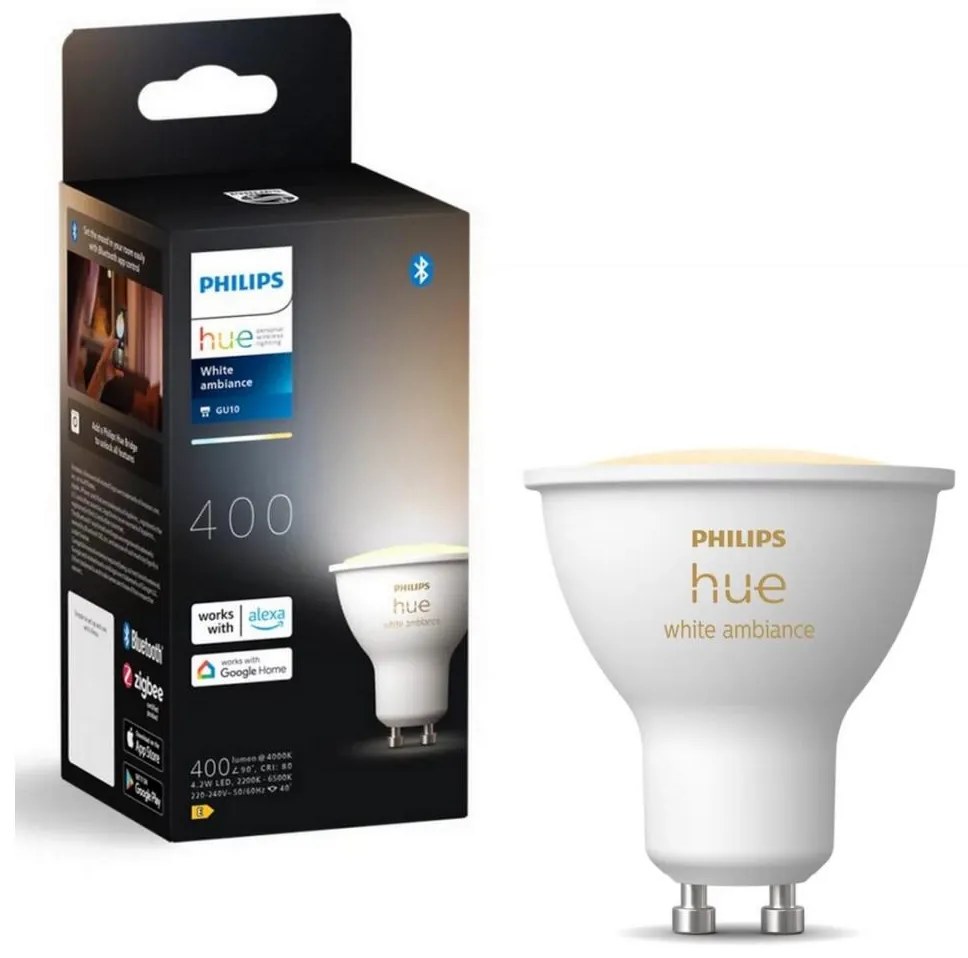 Bec LED dimabil Philips Hue WHITE AMBIANCE GU10/4,2W/230V 2200-6500K