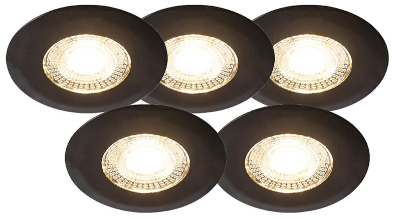 Set de 5 spoturi îngropate negre cu dimmer pe 3 trepte - Ulo