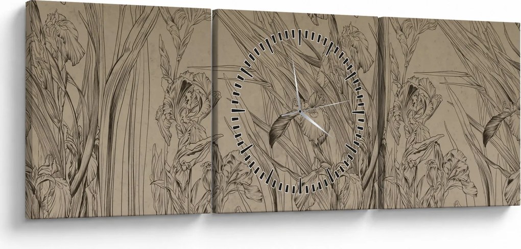 Tablou - Contururile plantelor (cu ceas) (90x30 cm)