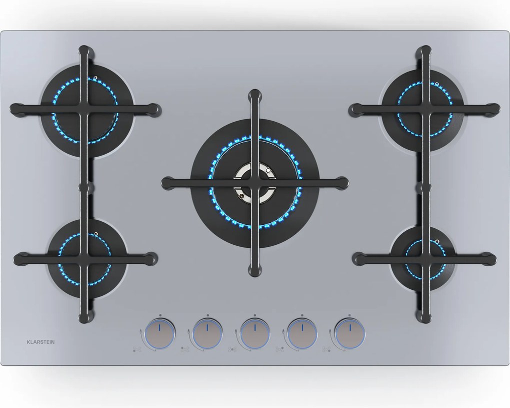 Klarstein Illuminosa 5 plită pe gaz 5 arzătoare Sabaf arzător din oțel inoxidabil