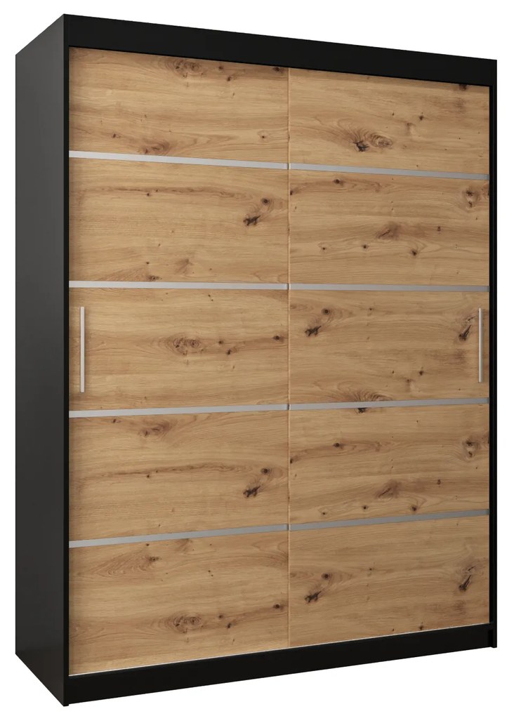 Dulap de haine 150 cm Verika 1 150 (negru + stejar artisan). 1063705