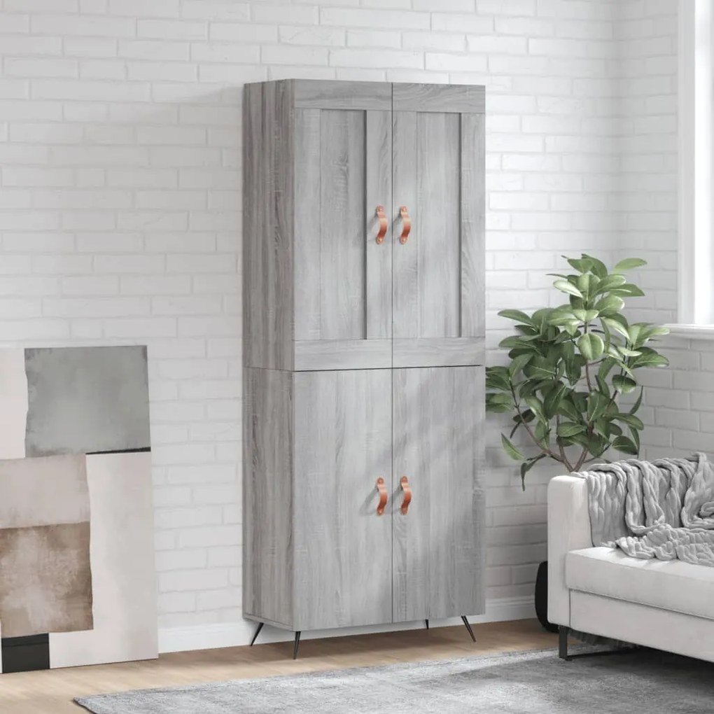 vidaXL Dulap înalt, gri sonoma, 69,5x34x180 cm, lemn compozit