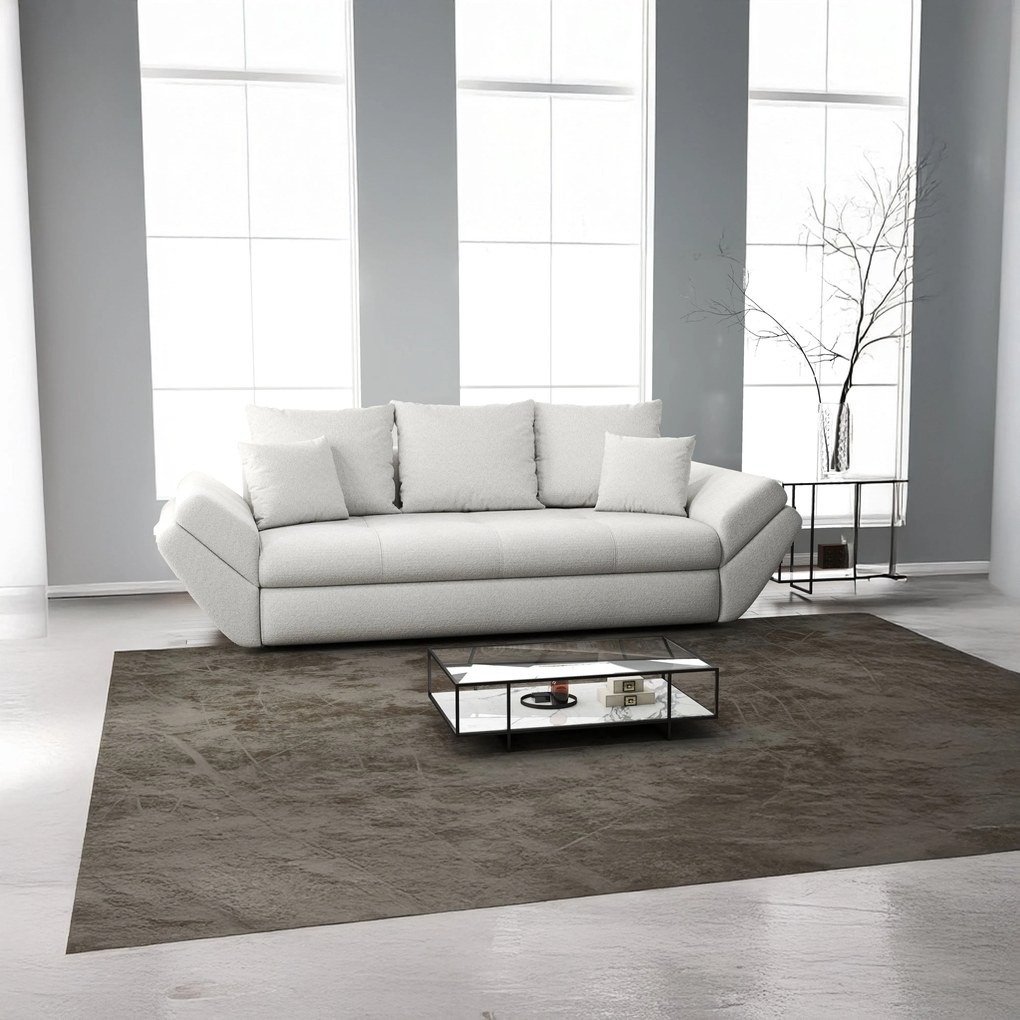 Canapea extensibilă dumonde cu ladă de depozitare si sezut confortabil din spuma high-density, Loana Euphoria Ivory 250x100 cm