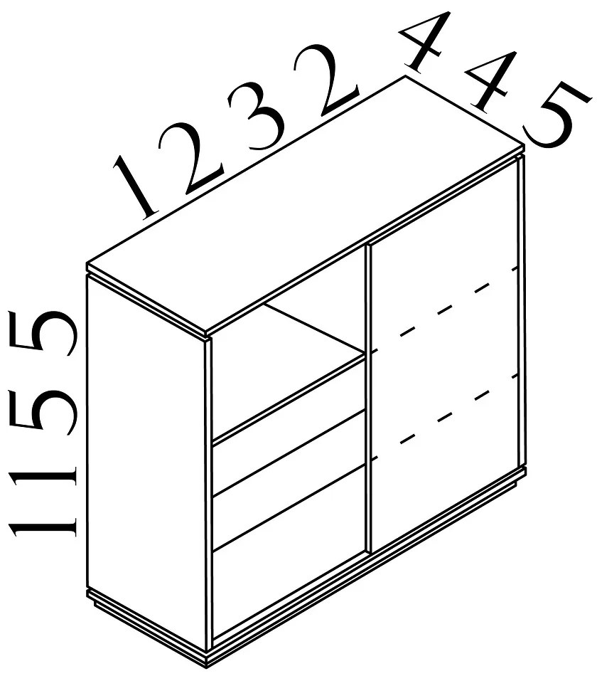 Dulap mediu Creator 123,2 x 44,5 x 115,5 cm, alb / wenge