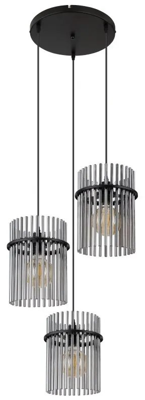 Lustra 3L design modern GORLEY negru, fumuriu