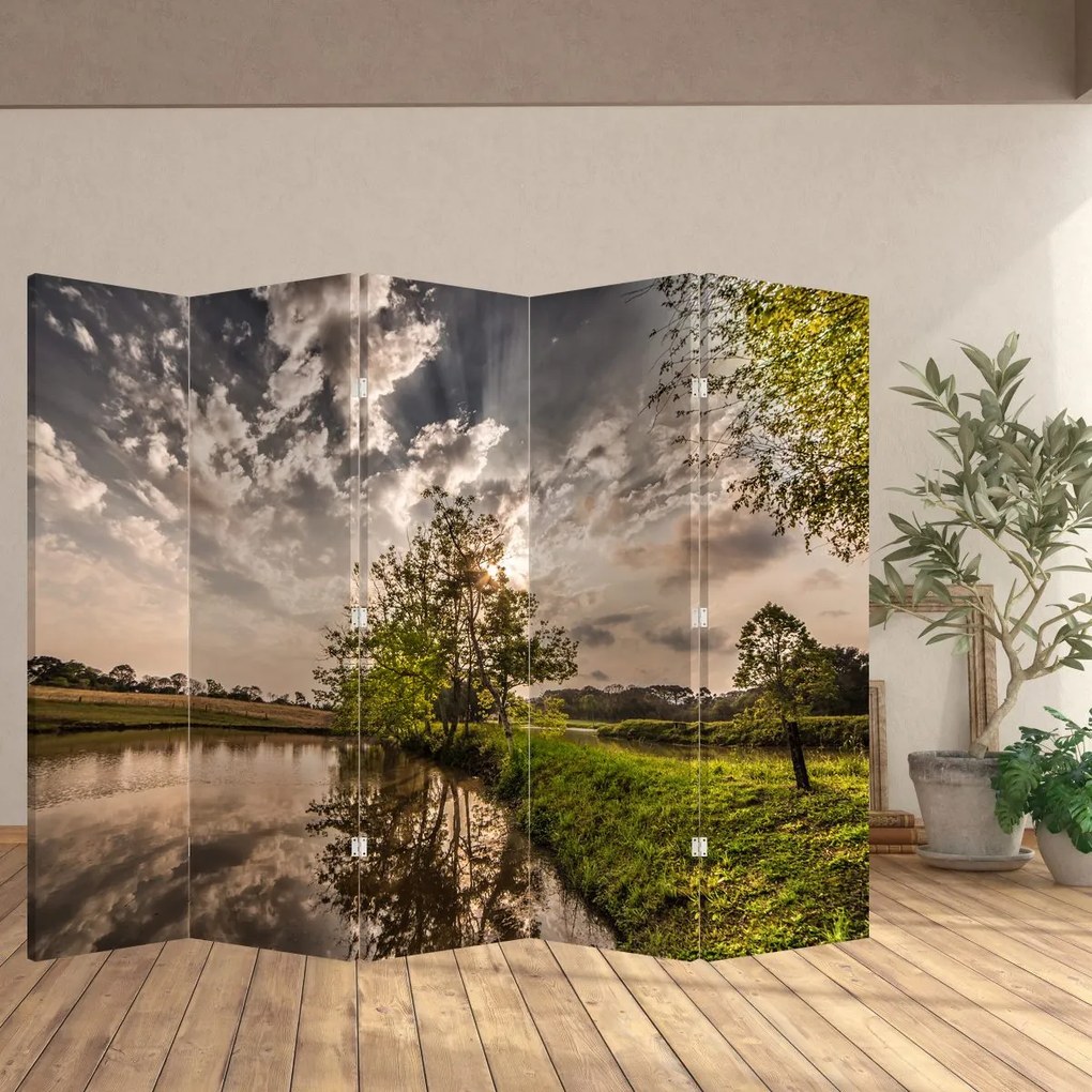 Paravan - Natura cu raze de soae (210x170 cm)