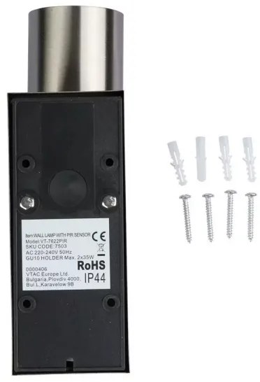 Aplica de perete exterior cu senzor 2xGU10/35W/230V IP44