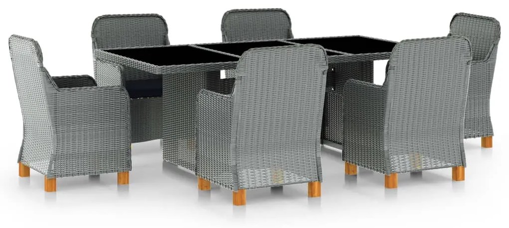 vidaXL Set mobilier de exterior cu perne,7 piese,gri deschis,poliratan