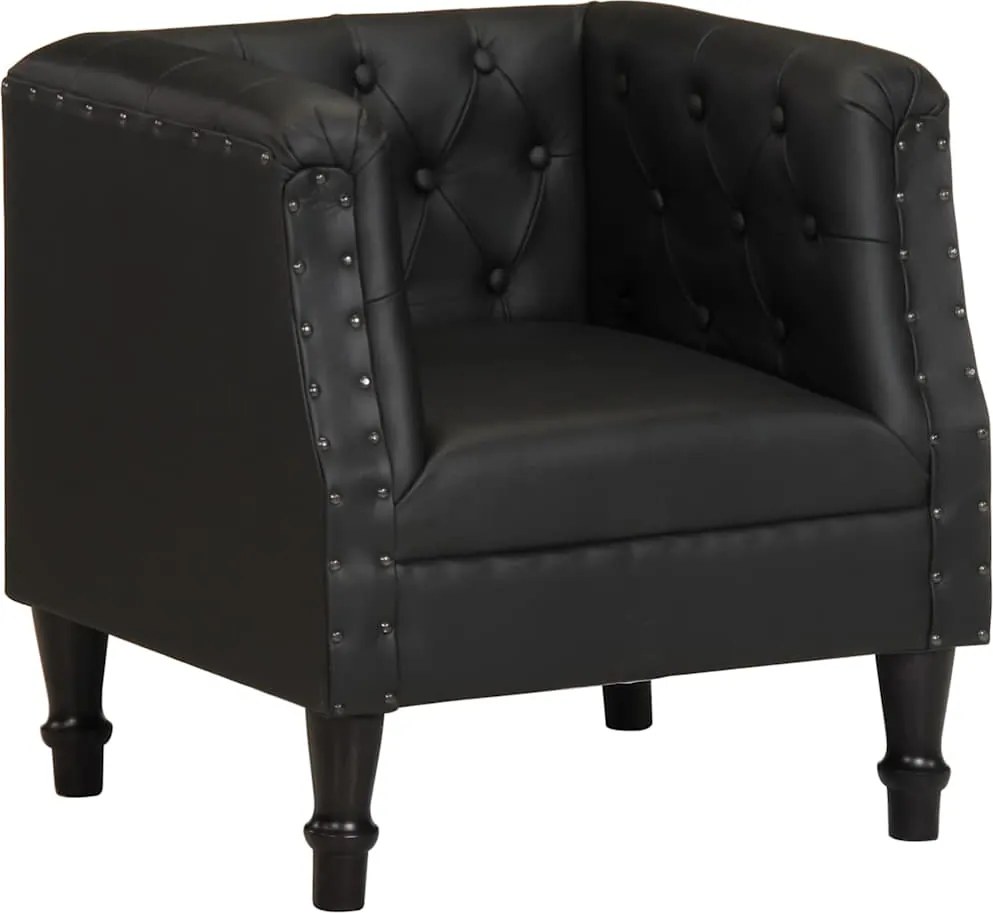 vidaXL Fotoliu, negru, piele naturală