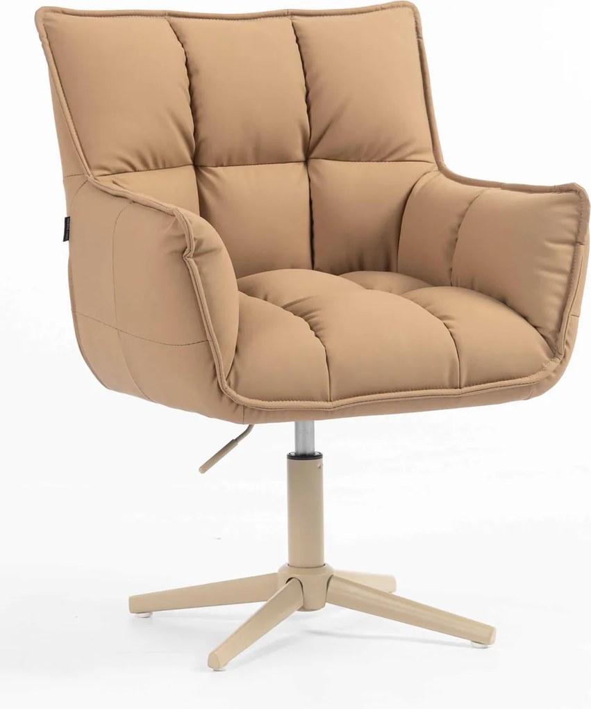 HR560CROSS Scaun Caramel Piele Ecologica Premium Soft cu Bază Crem