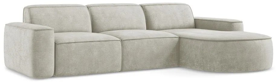 Colțar crem cu tapițerie din chenille (cu colț pe partea dreaptă/cu șezlong) Omao – Makamii