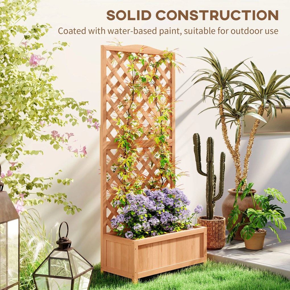 Outsunny Jardinieră cu Grilaj pentru Plante Cățărătoare și Bază Spațioasă, 76x36x170 cm, Maro | Aosom Romania