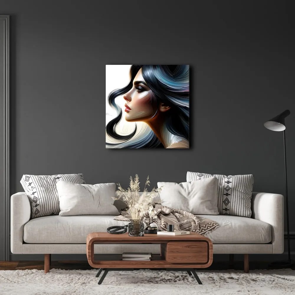 Tablou profil elegant cu păr colorat