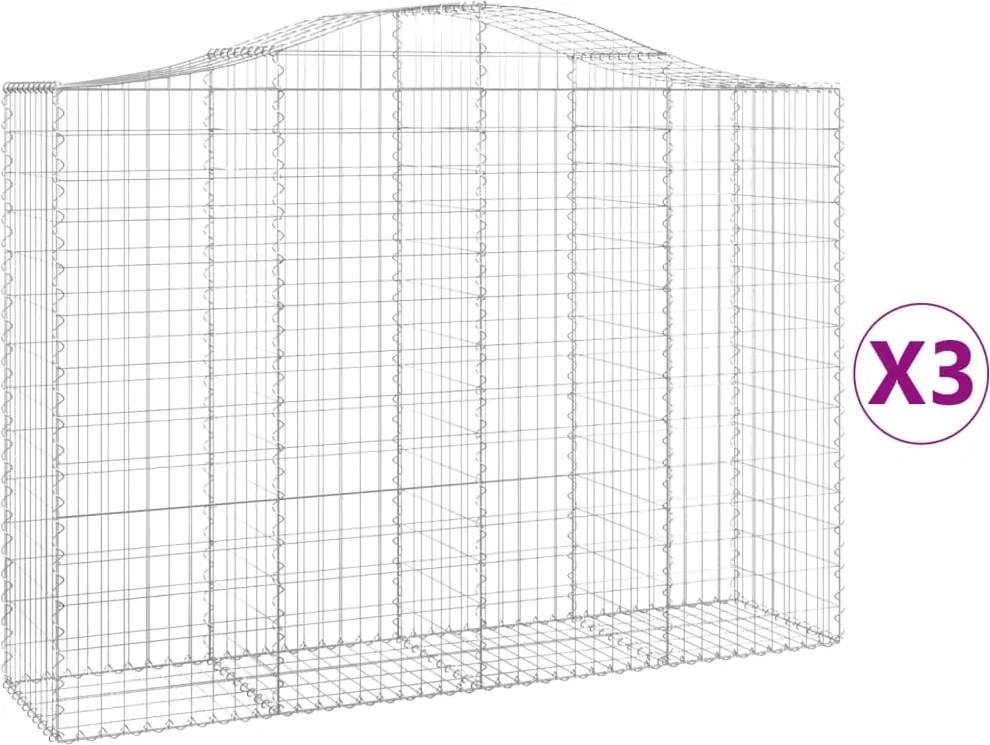 vidaXL Coșuri gabion arcuite 3 buc, 200x50x140/160cm, fier galvanizat