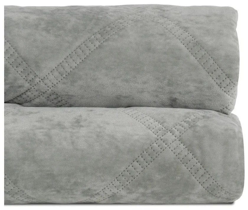 Cuvertură verde prăfuit matlasată din catifea 180x260 cm – Ixia