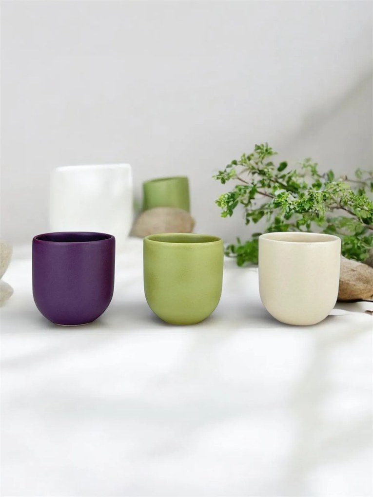 Set 3 cesti cafea Pahare Novum Trio Serenity, glazura mata, 250ml