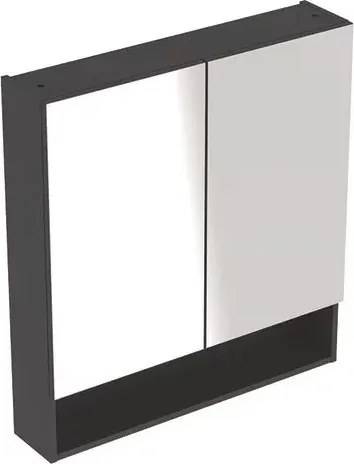 Dulap cu oglinda suspendat Geberit Selnova Square lava gri inchis 2 usi 59 cm
