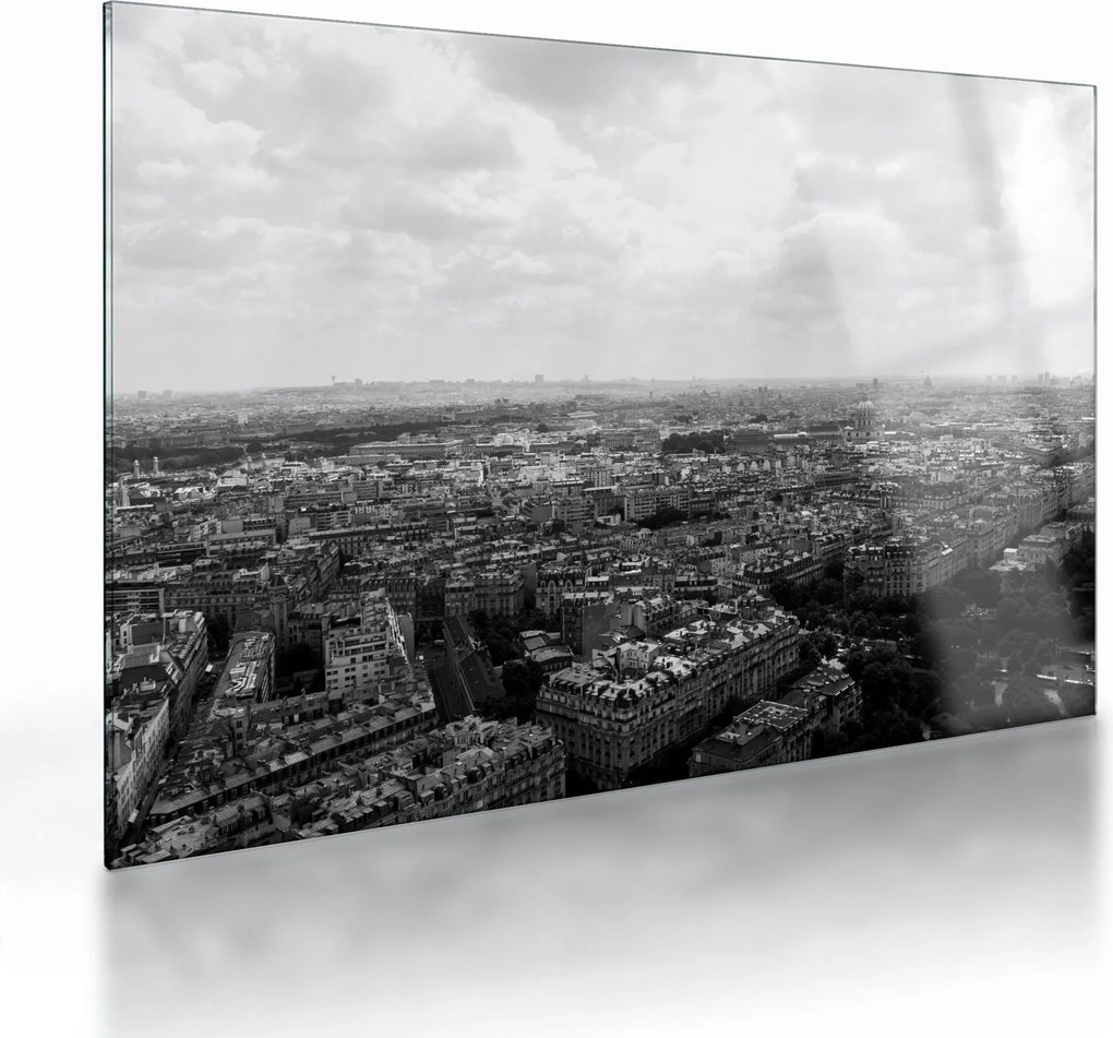 Tablou pe sticlă - Acoperișuri clădirilor din Paris (70x50 cm)