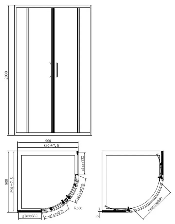 Set cabina dus neagra semirotunda 80x80 cm plus coloana dus cu termostat auriu lucios FDesign Anima