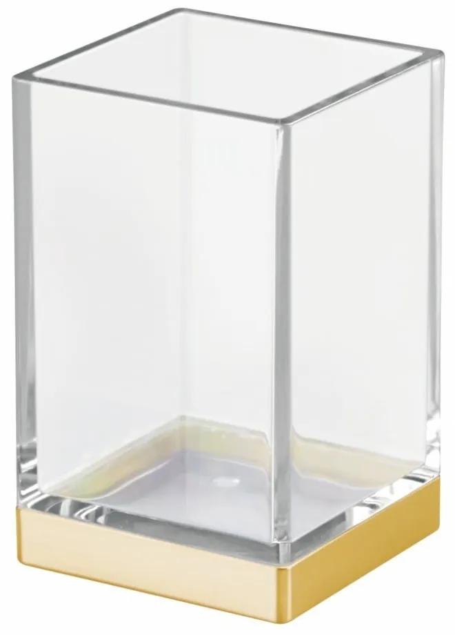 Cană din plastic pentru baie cu detalii aurii InterDesign