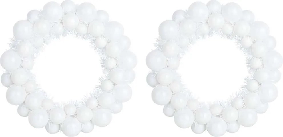 vidaXL Coronite cu bile de Craciun 2 pcs Alb 33 x 33 x 7 cm Polistiren