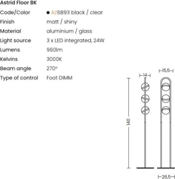 Lampadar LED design modern ASTRID