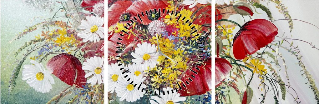 Tablou - Vază cu flori sălbatice (cu ceas) (90x30 cm)