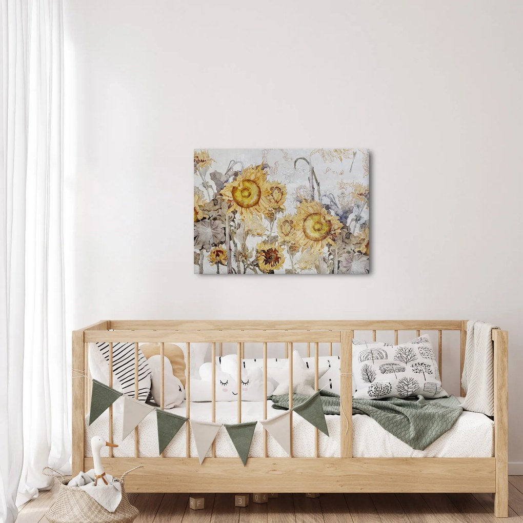 Tablou - Floarea-soarelui pe perete (70x50 cm)