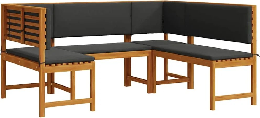 vidaXL Set de Bănci pentru Grădină 3 pcs Maro Lemn Solid de Acacia