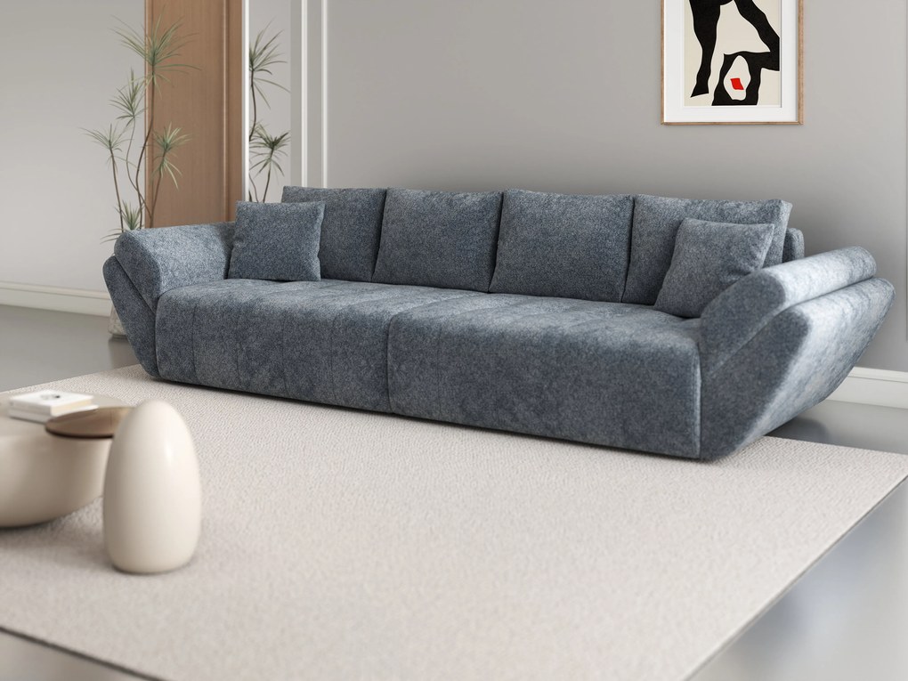 Canapea extensibilă dumonde cu ladă de depozitare si sezut confortabil din spuma high-density, Berlin Euphoria Graphit 300x100 cm