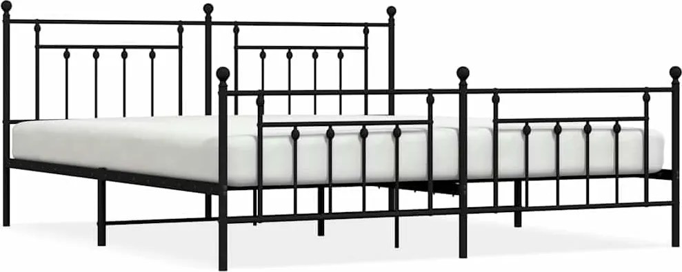 vidaXL Cadru pat metalic cu tăblii de cap/picioare, negru, 193x203 cm