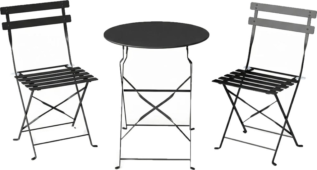 Outsunny Set Bistro Exterior, Mobilier Pliabil cu Masă și 2 Scaune, Negru | Aosom Romania