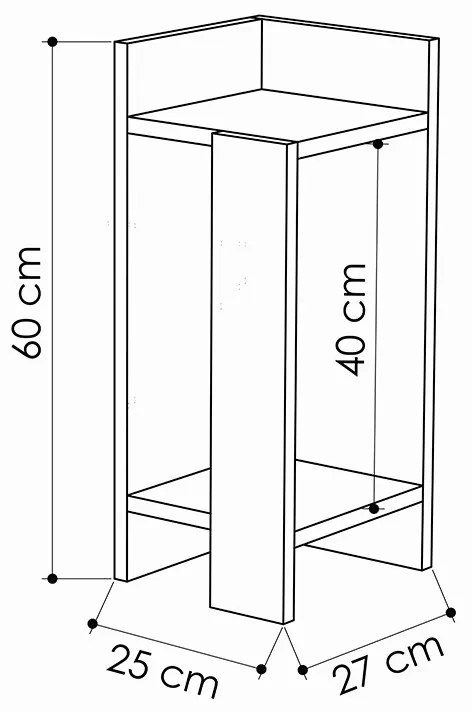 Set 2 Noptiere Immerse stejar - antracit 27x25x60cm