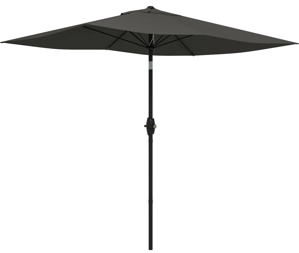 Outsunny Umbrelă de Soare Dreptunghiulară, Umbrelă pentru terasă cu înclinare și deschidere cu manivelă, 300x200x248 cm, Gri | Aosom Romania