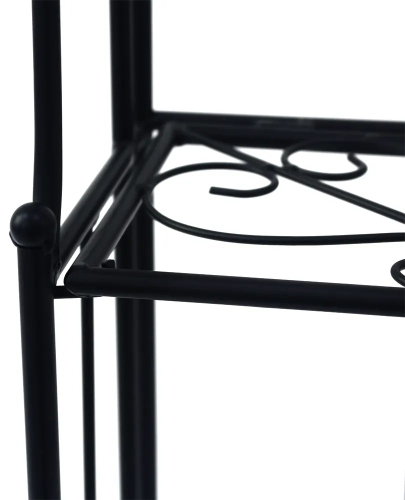 Raft pliabil din metal, negru, MANULO