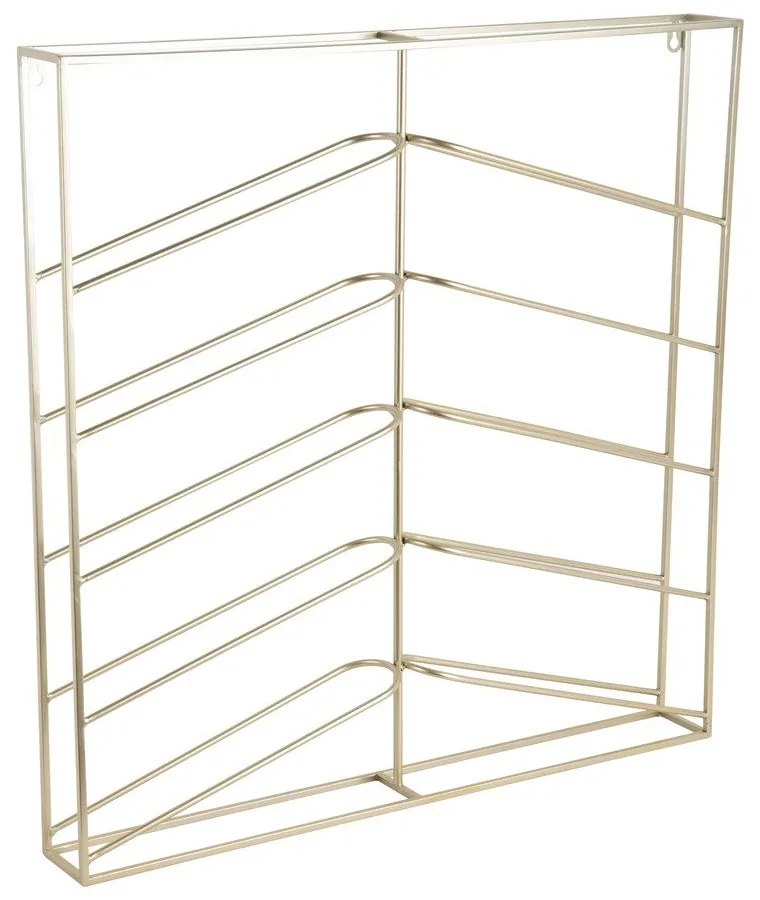 Raft pentru sticle de vin auriu pentru perete din metal număr de sticle 10 67x66x7,5 cm Cuadro – PT LIVING