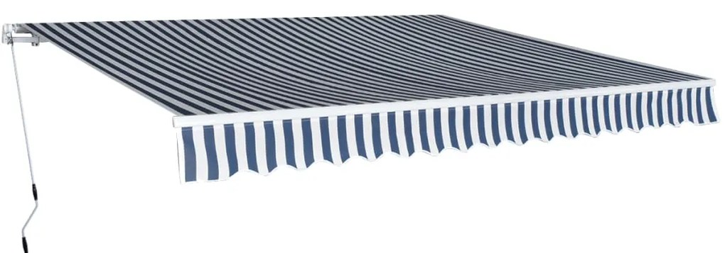 vidaXL Copertină pliabilă cu acționare manuală, albastru/alb, 400 cm