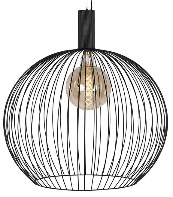 Lampă suspendată de design rotundă neagră 70 cm - Dos