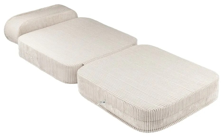 Fotoliu de copii crem cu tapițerie din catifea reiată Flip – Wigiwama