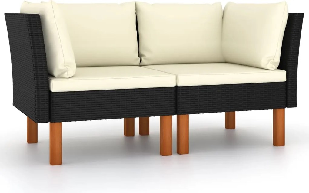 vidaXL Canapele de colț, 2 buc., poliratan & lemn masiv de eucalipt