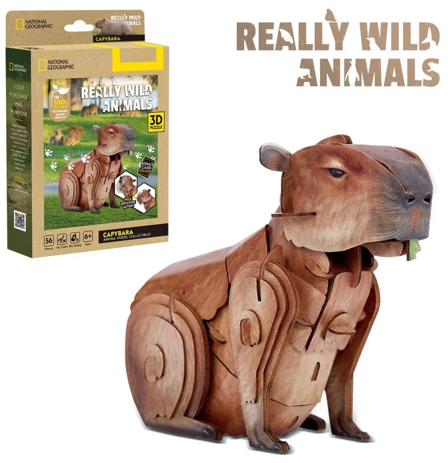 ANIMALE SALBATICE PUZZLE 3D CAPIBARA 56 PIESE - CUBIC FUN (CUDS1177h)
