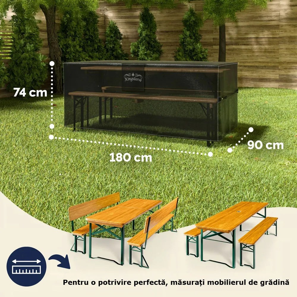 Prelată de protecție pentru set de bere BEER COVER, 180x90x74cm, antracit Kingsleeve